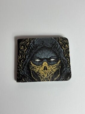 Mortal Kombat Scorpion Sub Zero Faux Leather Wallet Black Yellow Blue Money